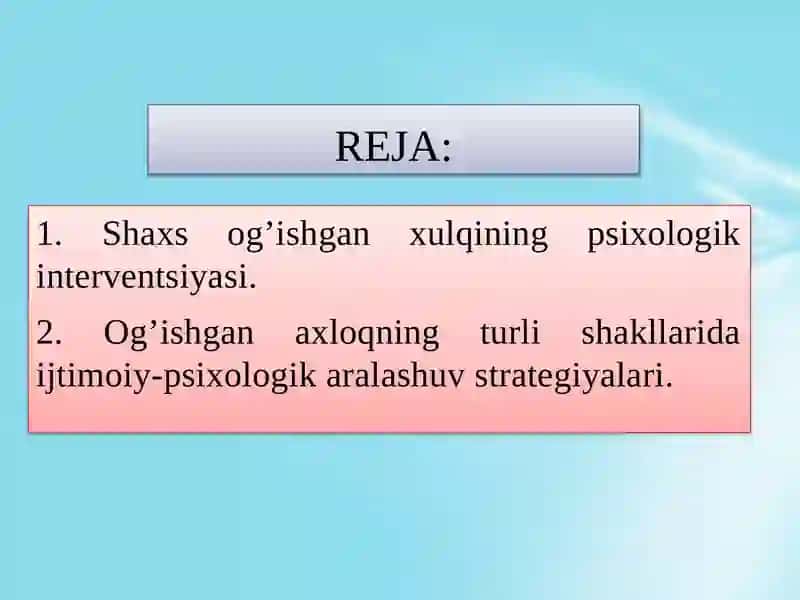 SHAXSOG’ISHGAN AXLOQINING PREVENTSIYASI VA INTERVENTSIYASI 2
