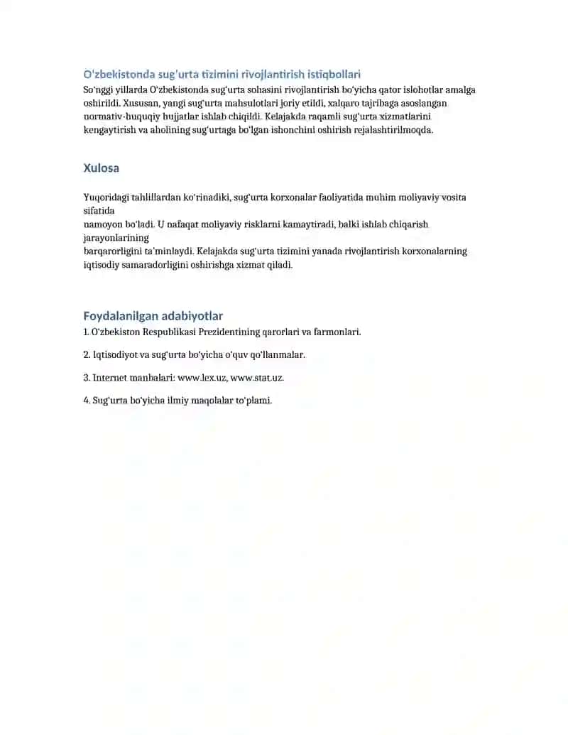 Sug‘urtaning korxona faoliyatidagi ahamiyati 2