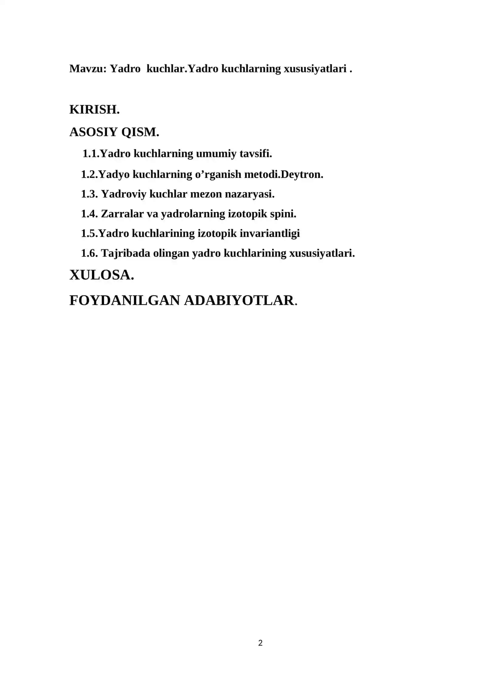 Yadro kuchlar.Yadroviy kuchlarning xususiyatlari 2