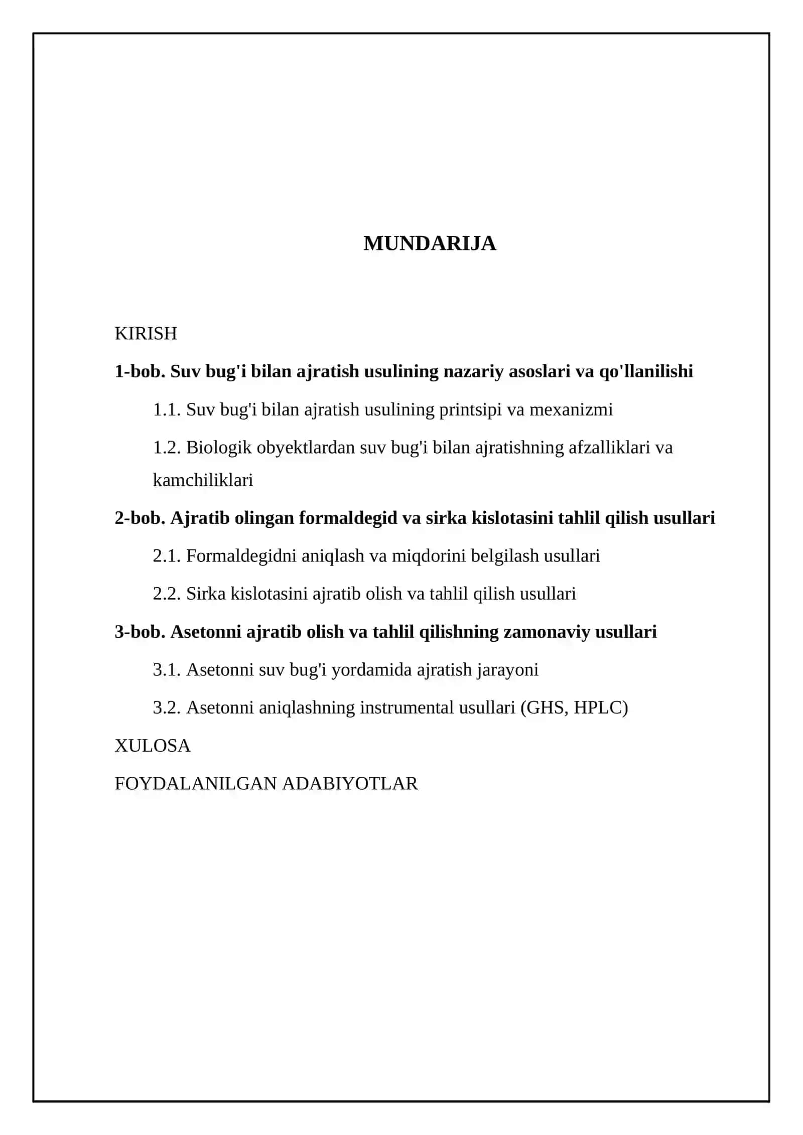 Biologik obyektdan suv bug'i yordamida ajratib olinadigan zaharli moddalarni tahlil usullari 2