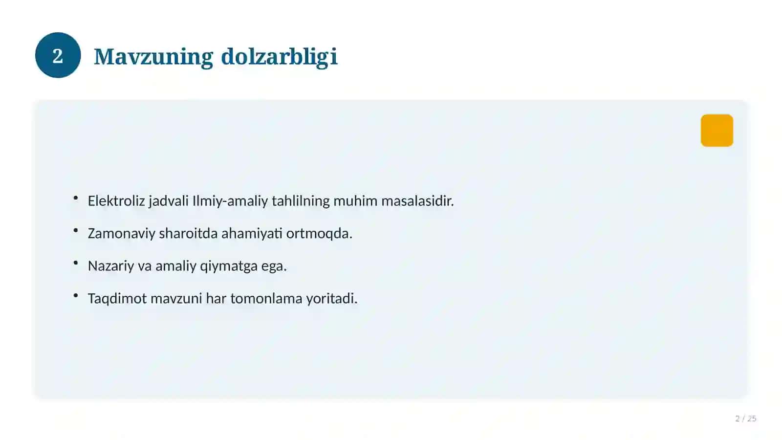 Elektroliz jadvali 2