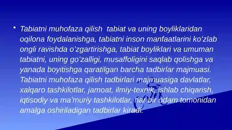 TABIATNI MUHOFAZA QILISH VA TABIIY RESURSLARDAN FOYDALANISHNI NAZORAT QILISH 2