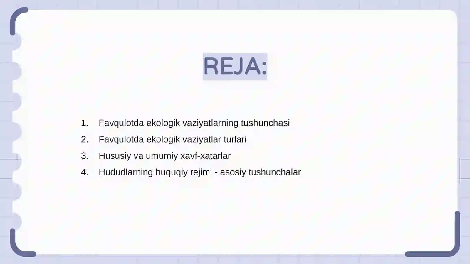 Favqulotda ekologik vaziyatlar va hududlarning huquqiy rejimi 2