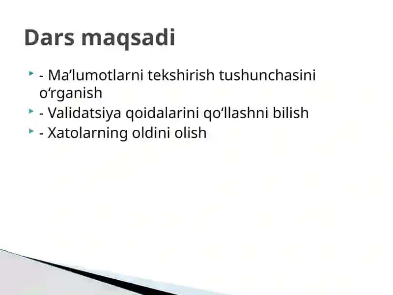 Validatsiya qoidalari 2