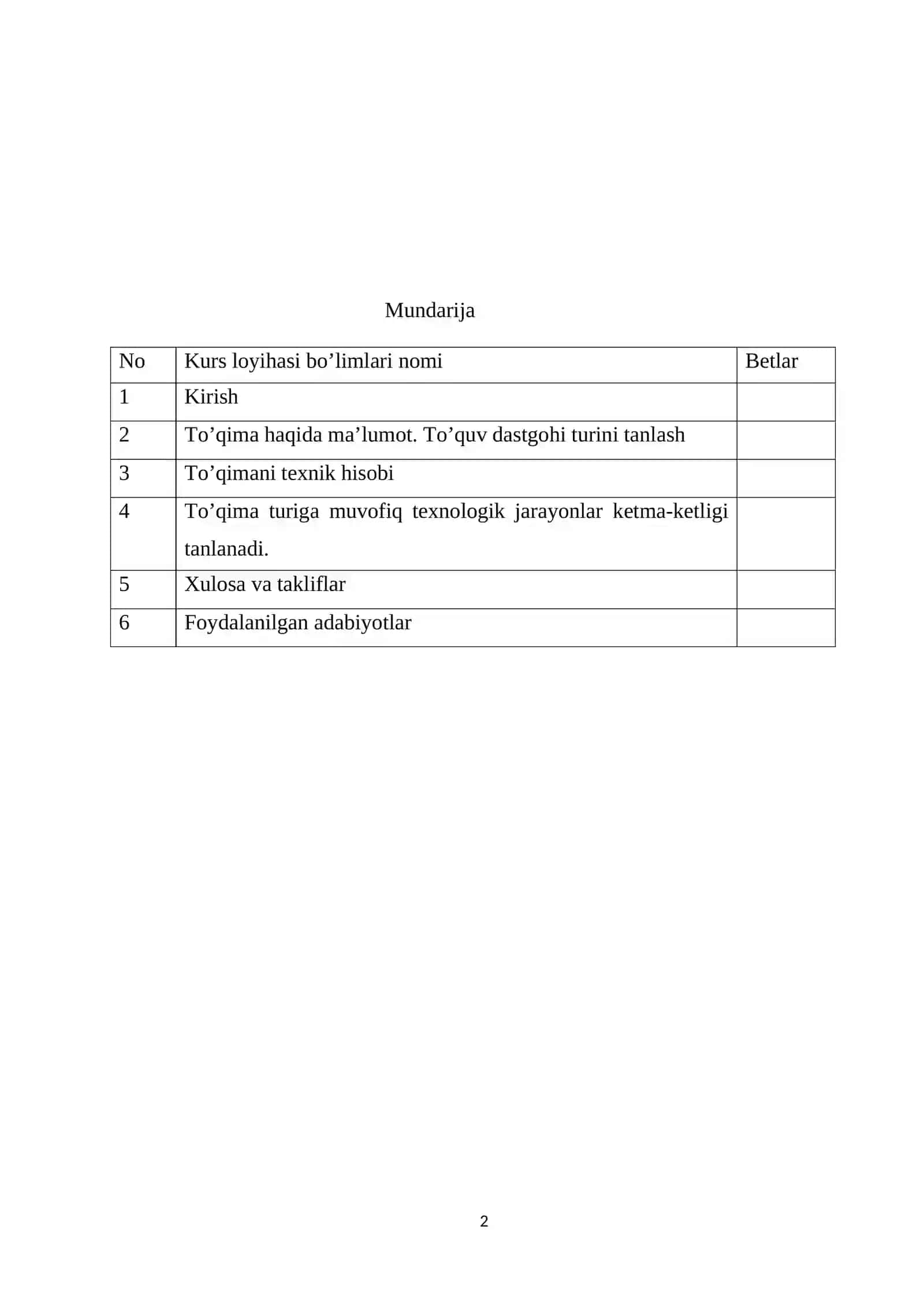 Namangan viloyati Pop tumanida mitkal assortimentdagi to‘qima ishlab chiqarish korxonasini loyihalash 2