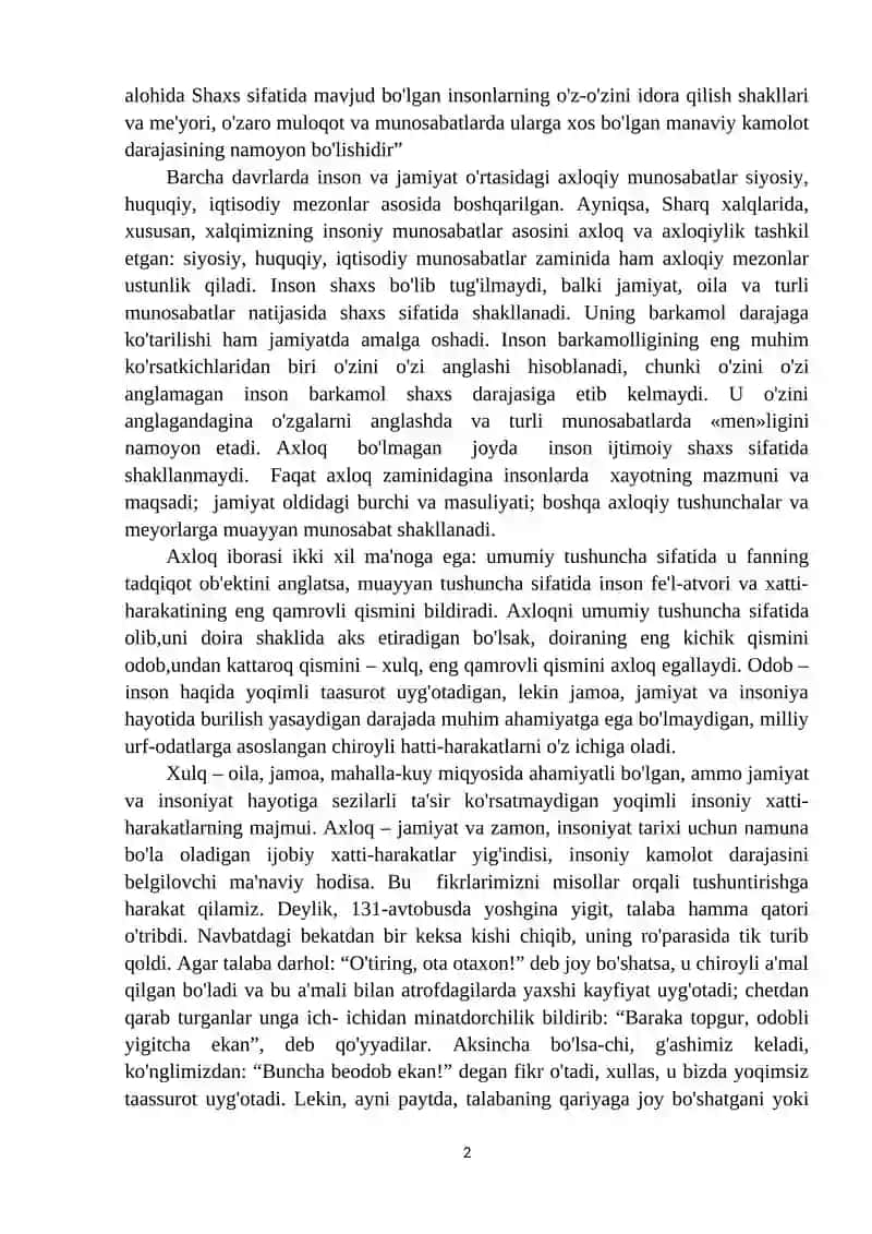 Axloqiy qadriyatlar falsafasi (Etika) 2