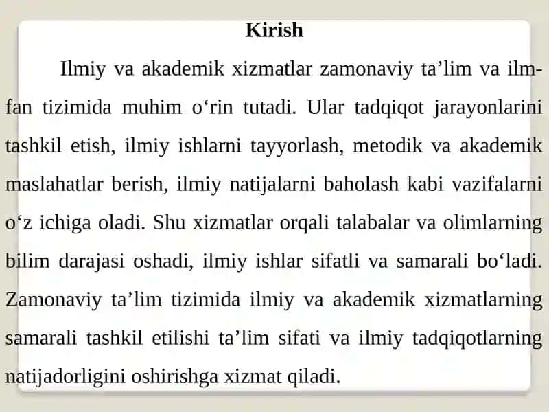Ilmiy va akademik xizmatlar 2
