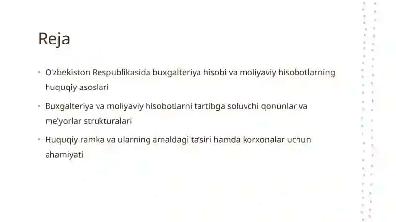 O‘zbekiston Respublikasida buxgalteriya hisobi va moliyaviy hisobotlarning huquqiy asoslari 2