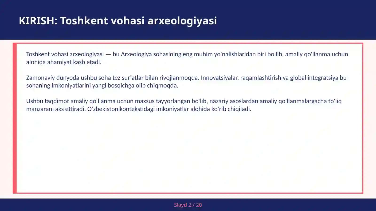 TOSHKENT VOHASI ARXEOLOGIYASI 2