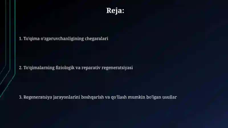 Tòqimalarning fiziologik va reperativ regereratsiyasi 2