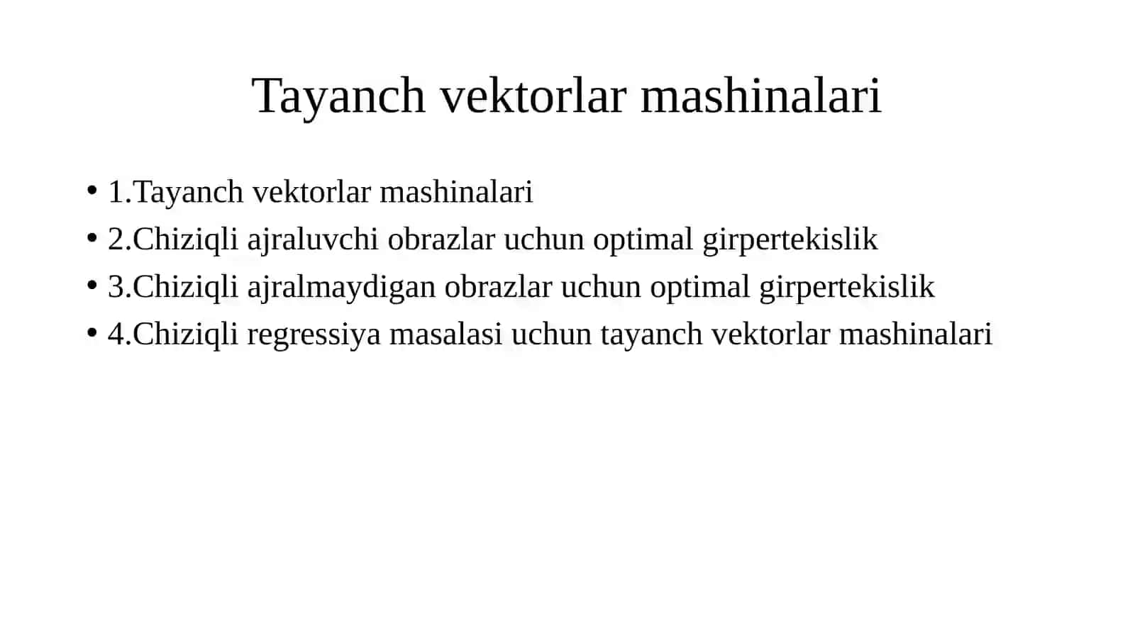 Tayanch vektorlar mashinalari 2