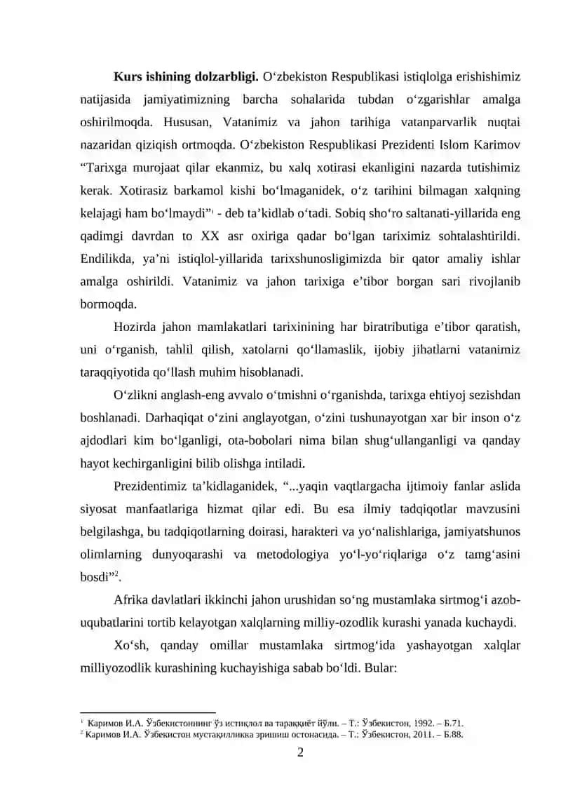 AFRIKA MAMLAKATLARINING MUSTAQILLIKNI QO‘LGA KIRITISHI JARAYONLARI 2