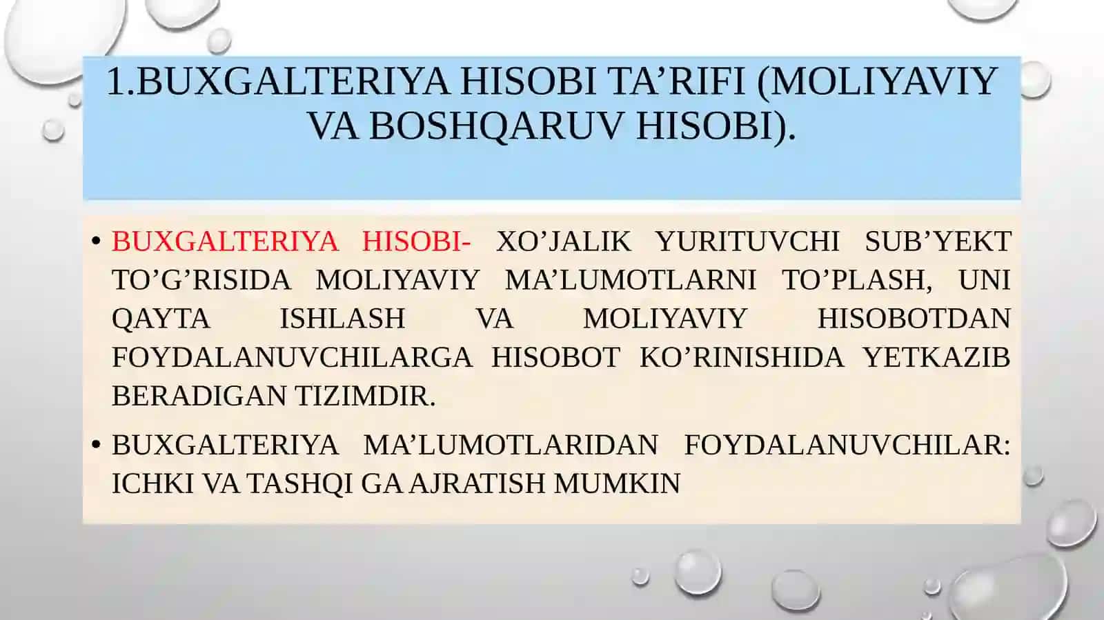 Moliyaviy hisobotni tayyotlash va tuzish asoslari 2
