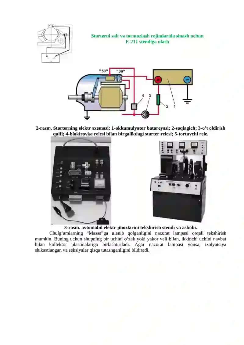 Avtomobilning elektr va elektron jihozlariga texnik xizmat ko'rsatish va ta'mirlash ishlari texnologiyasi 2