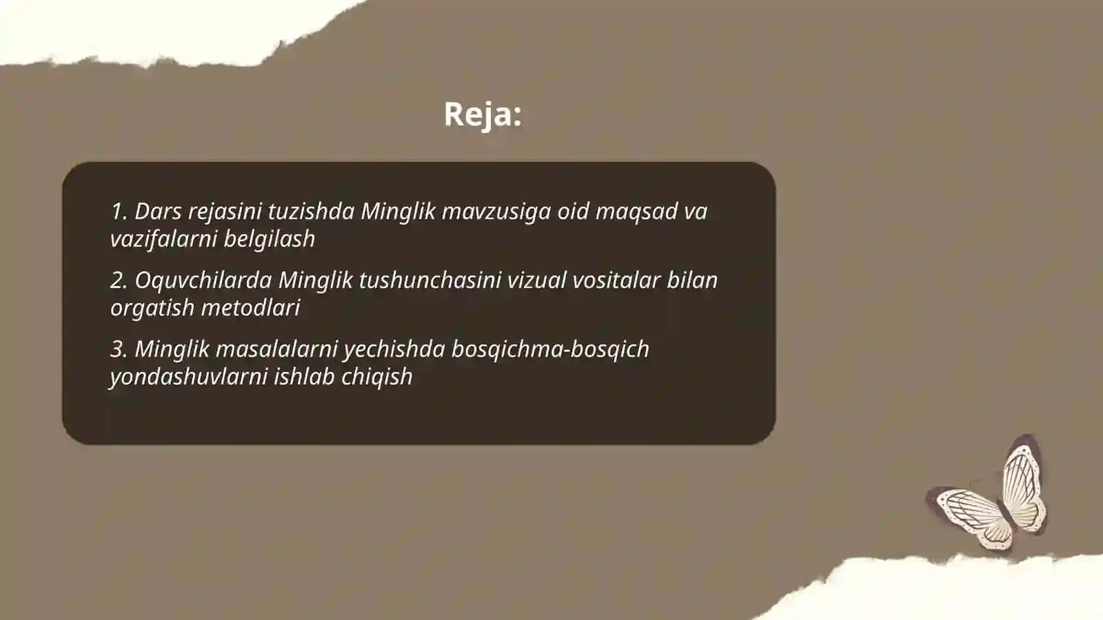 Oquvchilarni "Minglik" mavzularida masalalar yechishga orgatishning umumiy masalalari 2