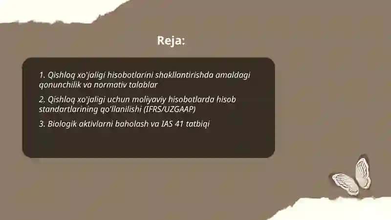 Qishloq xo'jaligida moliyaviy hisobotni tuzishda professional mulohazalar 2