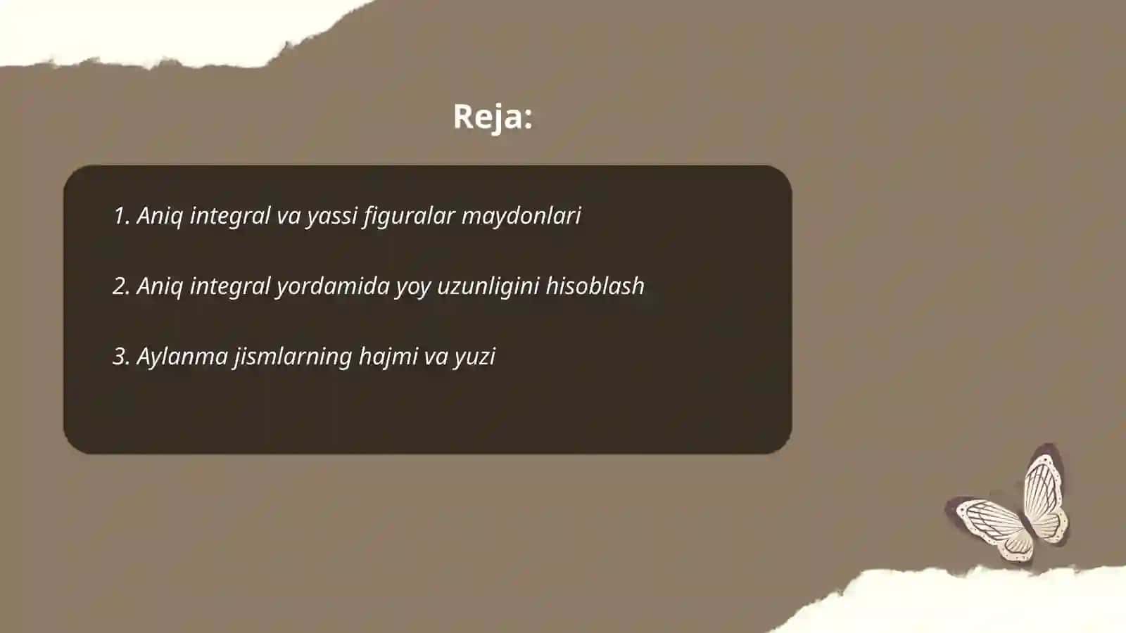 Aniq integralning geometrik tatbiqlari 2