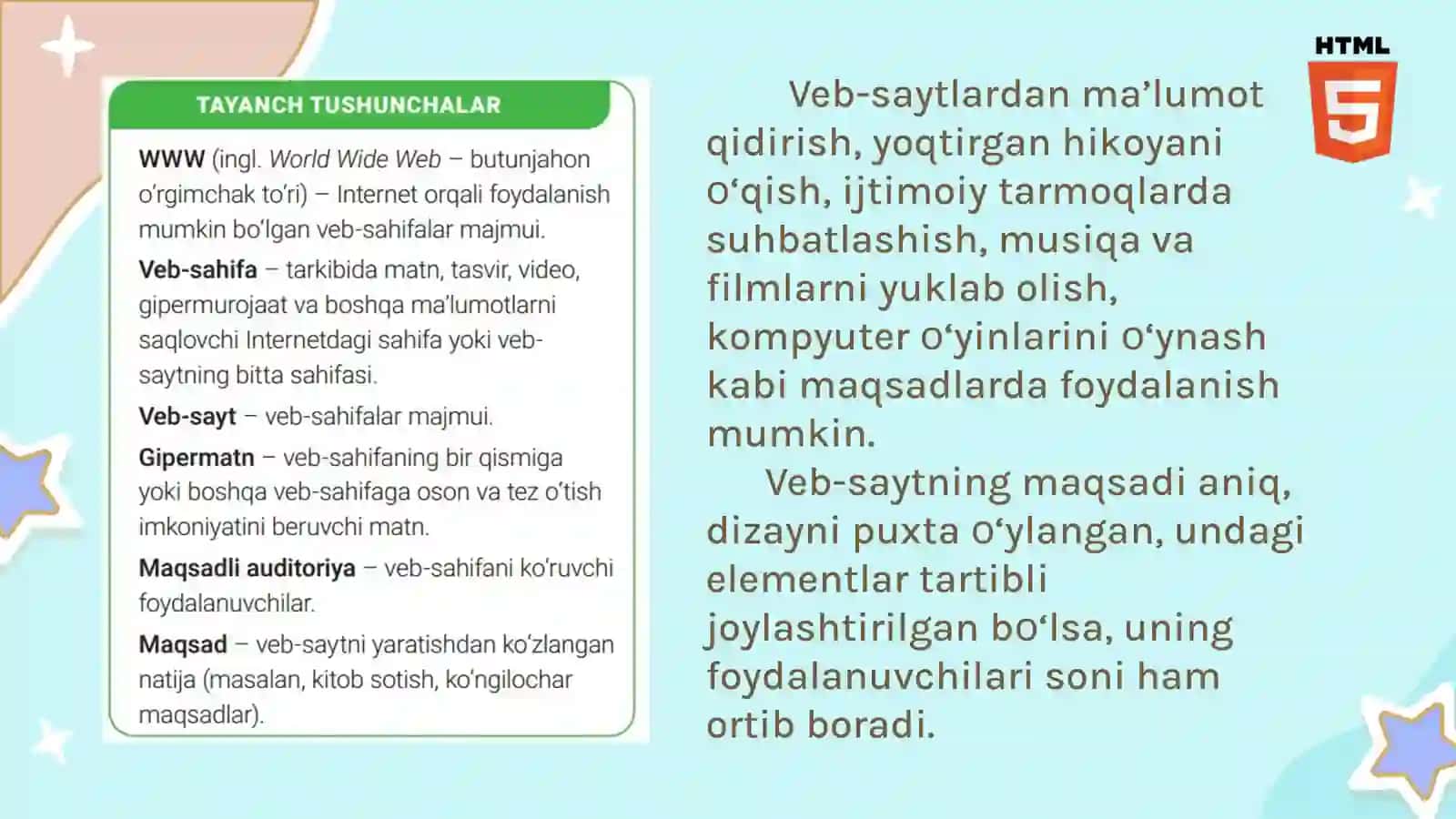 HTML TILI tushunchasi va web sahifani sozlash 2
