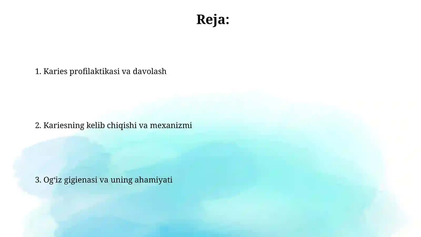 Karies haqida tushuncha va Og'iz bo'shlig'i gigienasi 2