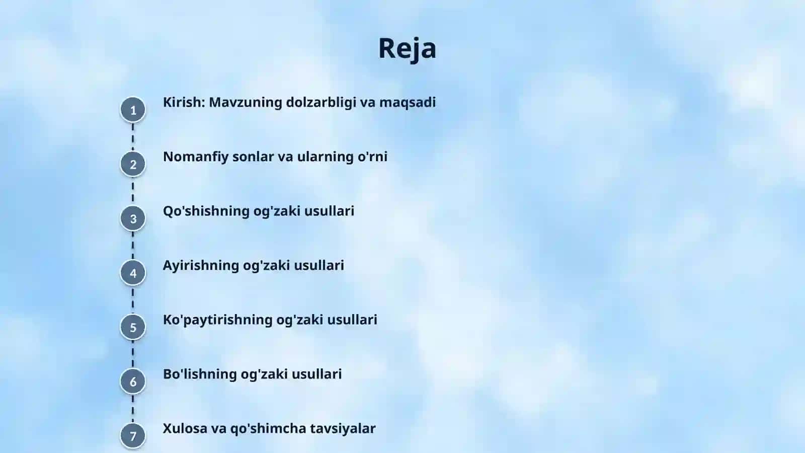 Nomanfiy butun sonlar ustida arifmetik amallar bajarishini og‘zaki usullari 2