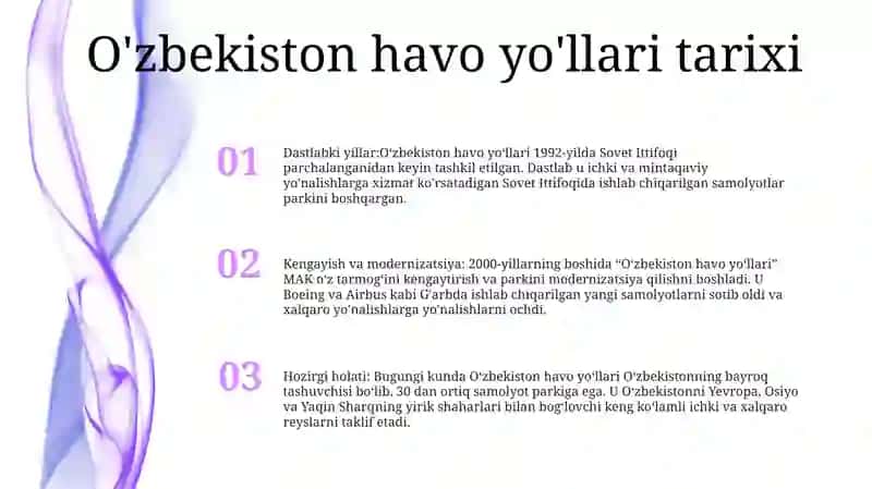 O‘Zbekiston Havo Yo‘Llari Haqida Malumot 2