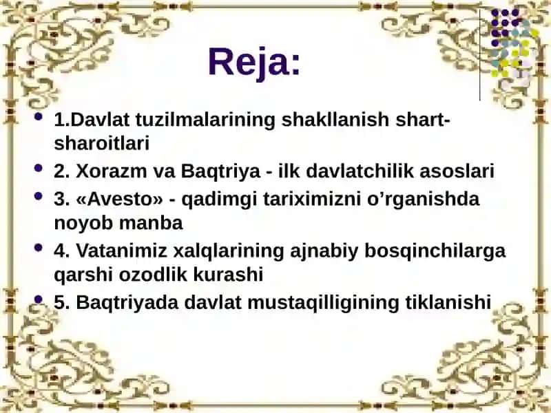 O'zbek davlatchiligining shakllanishi va dastlabki taraqqiyot bosqichlari 2