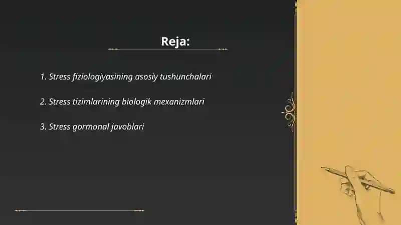 Stress fiziologiyasi, stress reaksiyalari, Stressning turli mexanizmlari. 2