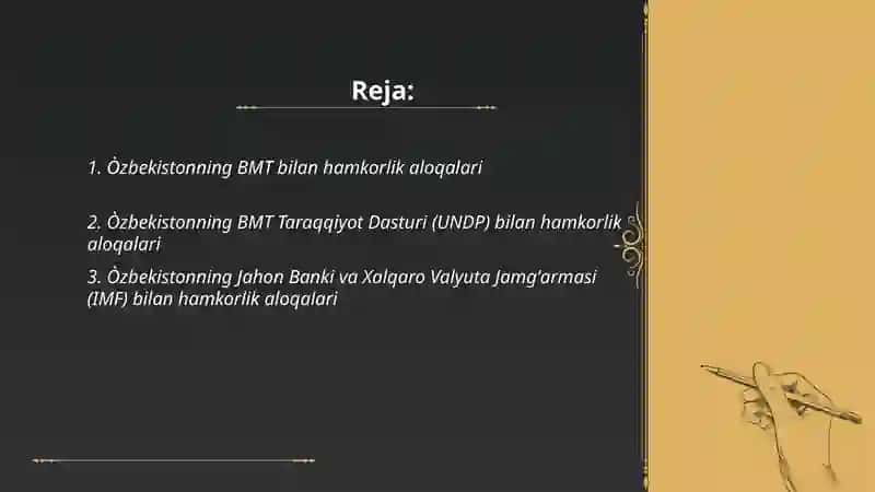 Òzbekistonning xalqaro tashkilotlar bilan hamkorlik aloqalari 2
