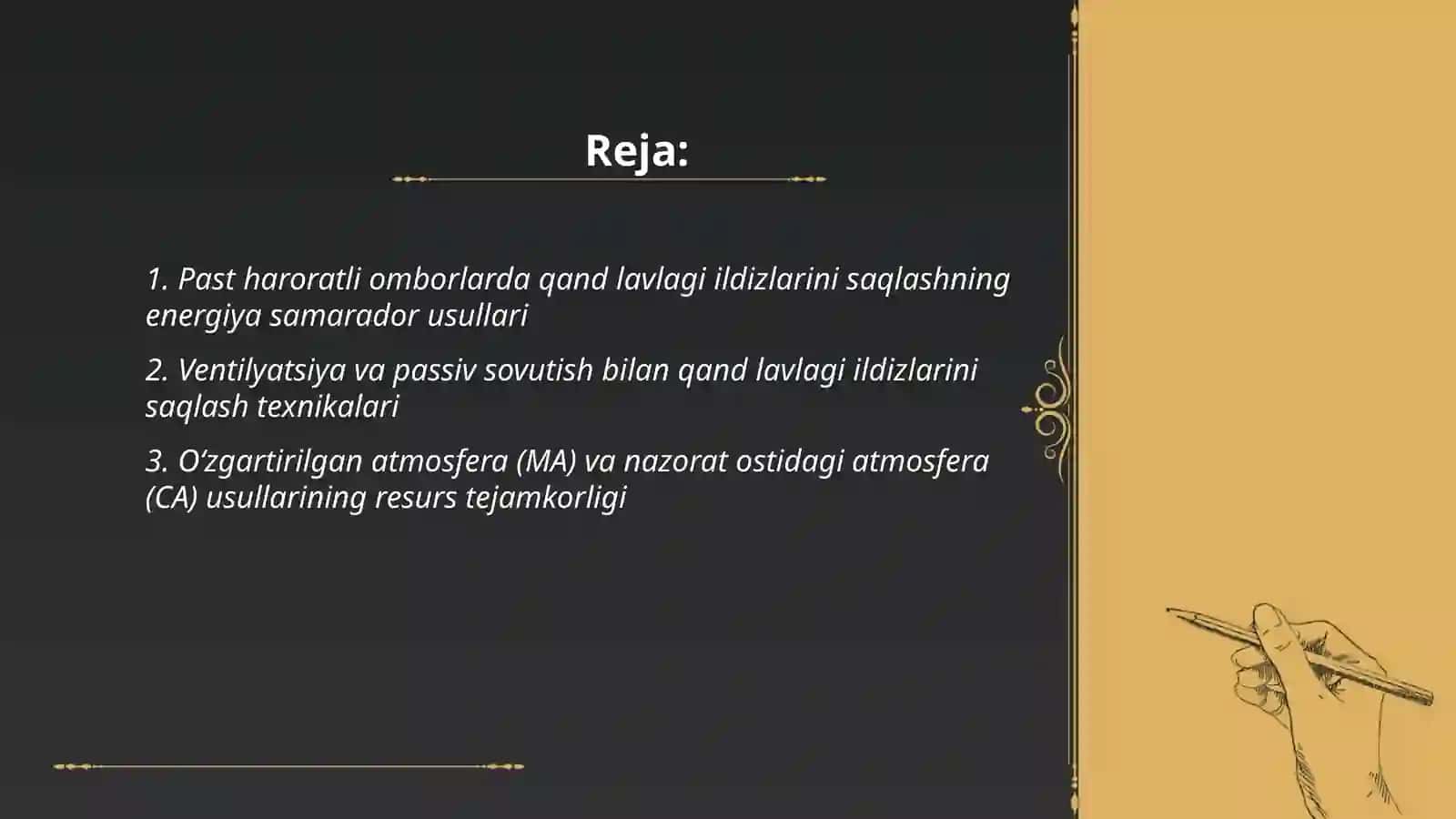Qand lavlagi ildiz mevalarini saqlashning istiqbolli va resurs tejamkor usullari 2