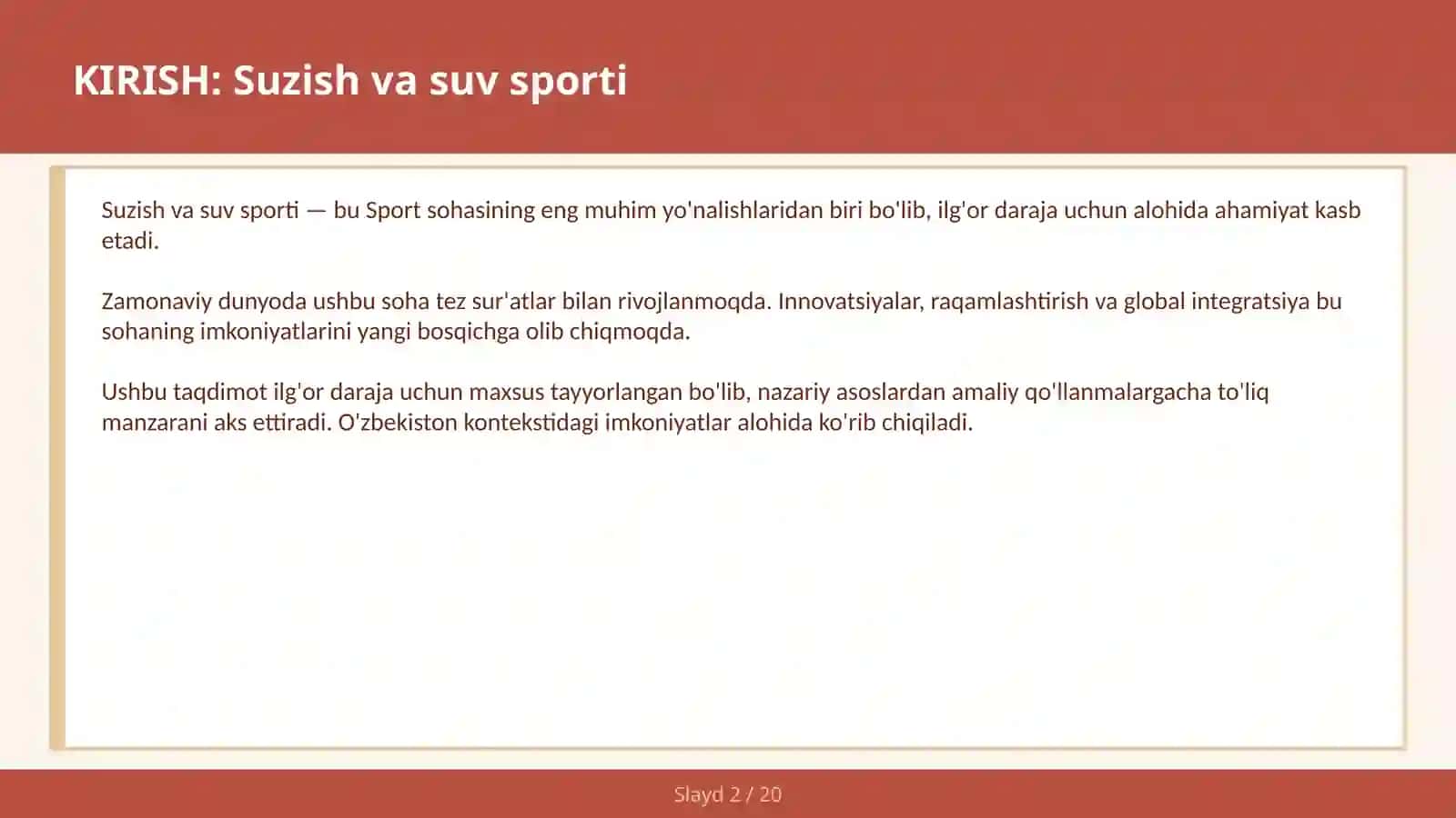 Suzish va suv sporti 2