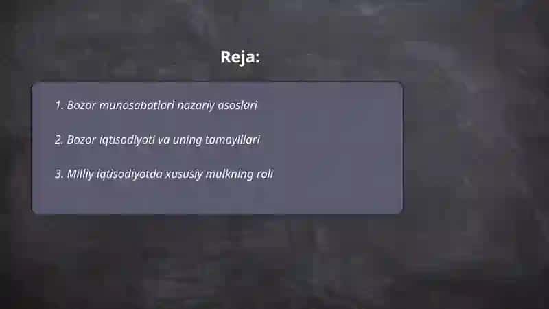 Bozor munosabatlari nazariy asoslari 2
