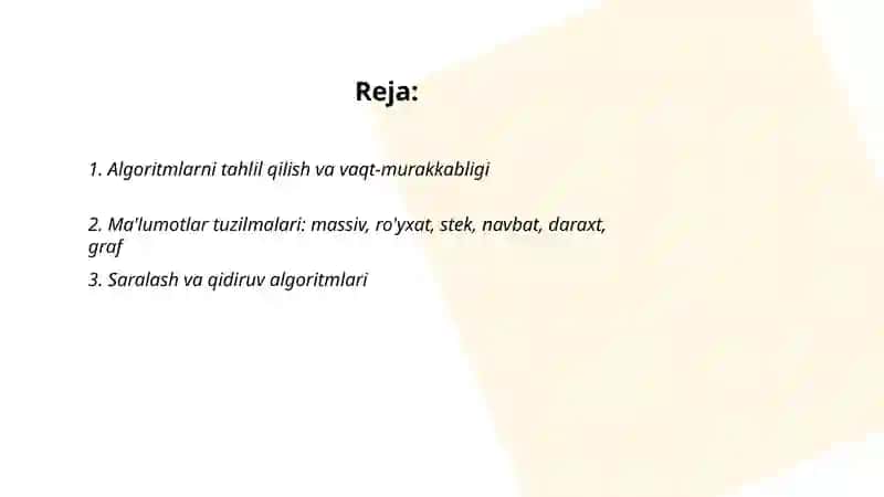 Algoritmlarni tahlil qilish va vaqt-murakkabligi 2