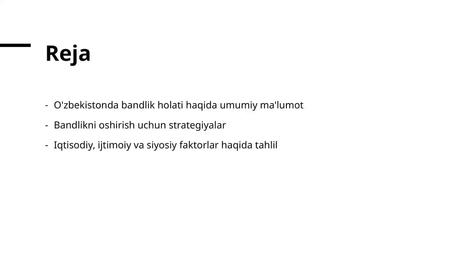 O'zbekiston respublikasi bandlikni hozirgi holati bandlikni oshirish imkoniyatlari 2