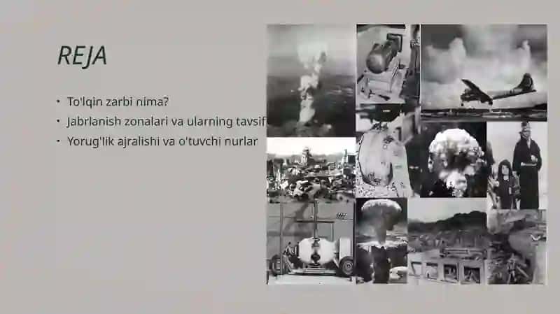 Tolqin zarbi. Jabrlanish zonalari tavsifi. Yorugʻlik ajralishi. Otuvchi nurlar 2