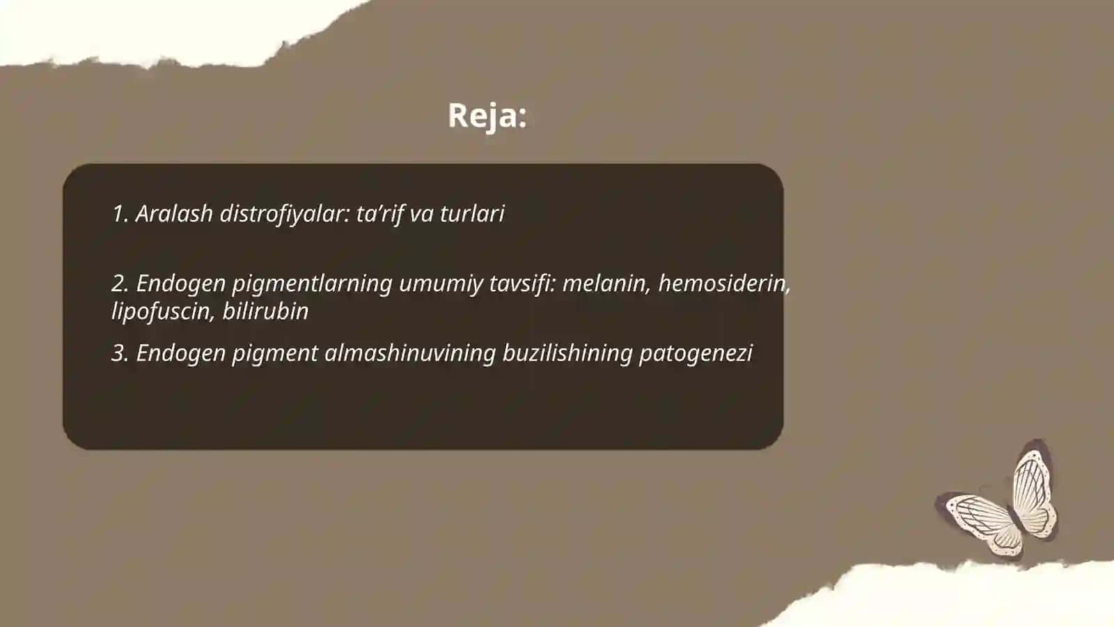 Aralash distrofiyalar. Endogen pigmentlar almashinuvining buzilishi 2