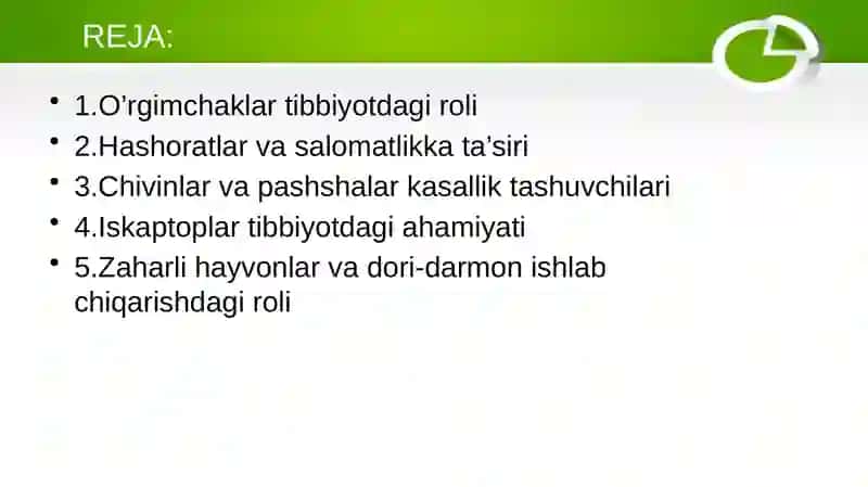 Tibbiyotda ahamiyatga ega bo’lgan o’rgimchaksimonlar ,hashoratlar ,chivinlar,pashshalar ,iskaptoparlar 2
