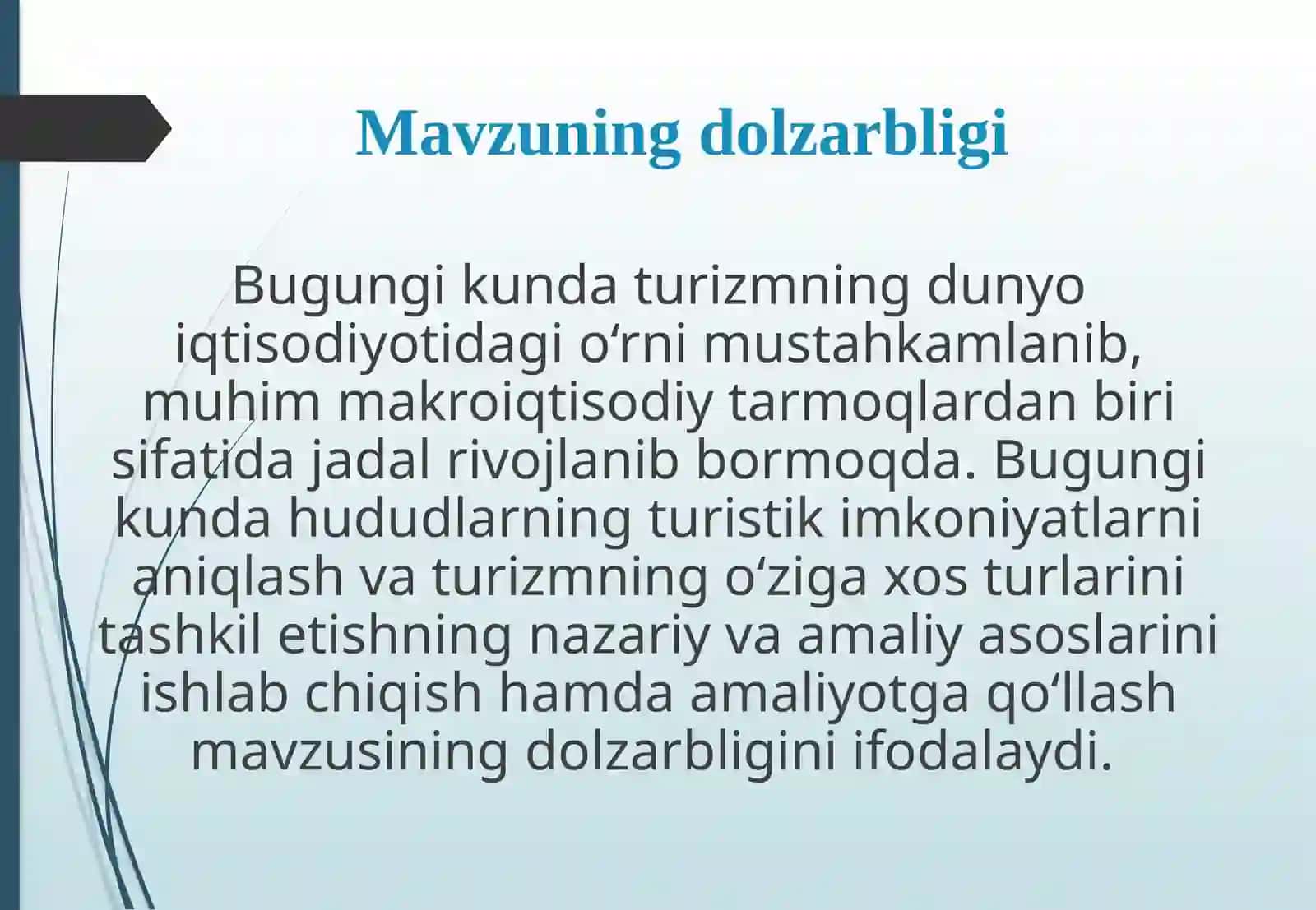 O‘zbekistonda turizmni rivojlantirishni o‘ziga xos xususiyatlari va istiqbollari 2