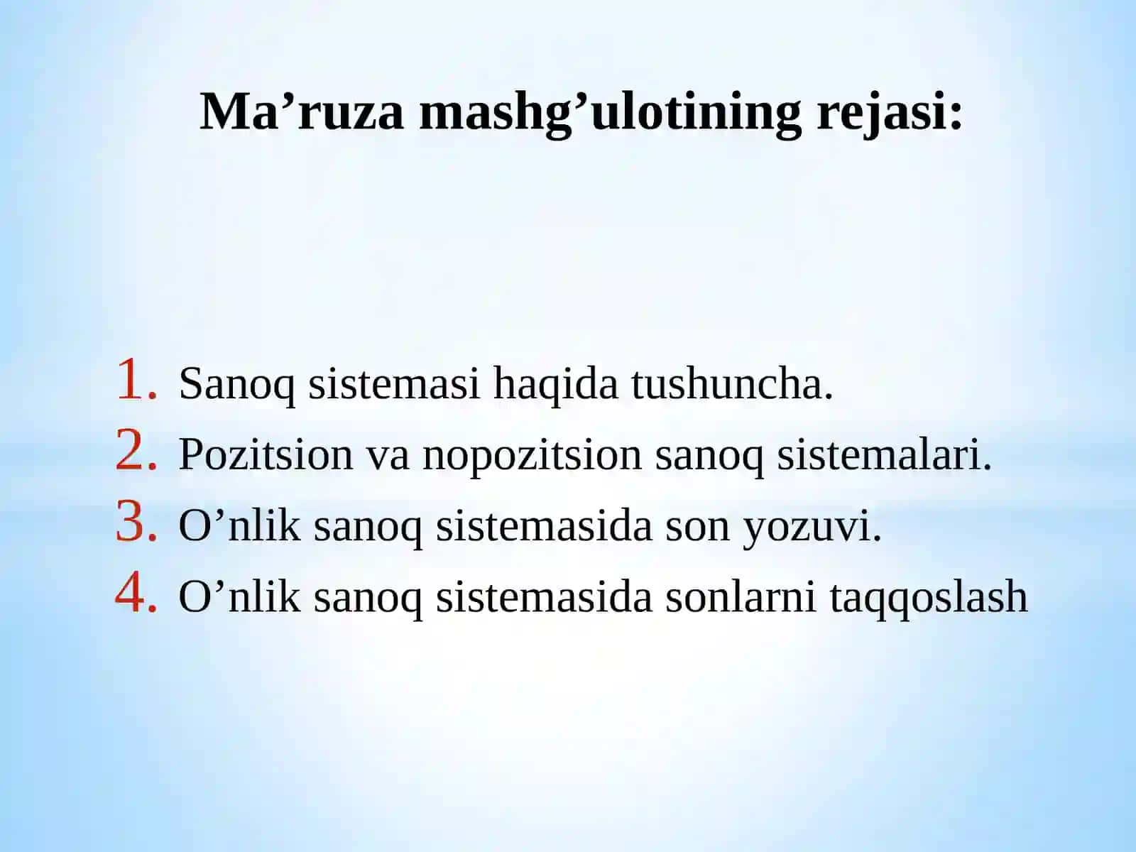 5-Mavzu: Sanoq sistemasi haqida tushuncha 2