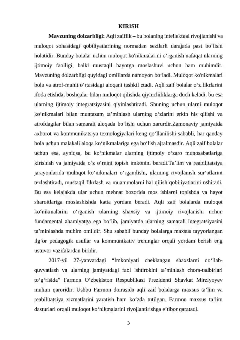 Aqli zaif bolalarda muloqot ko'nikmalarini o'rganish 2