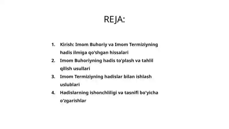Imom Buhoriy va Imom Termiziyning hadis ilmiga qoʻshgan hissalarini qiyosiy tahlili 2