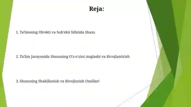 Ta'limning Ob'ekti va Sub'ekti Sifatida Shaxs 2