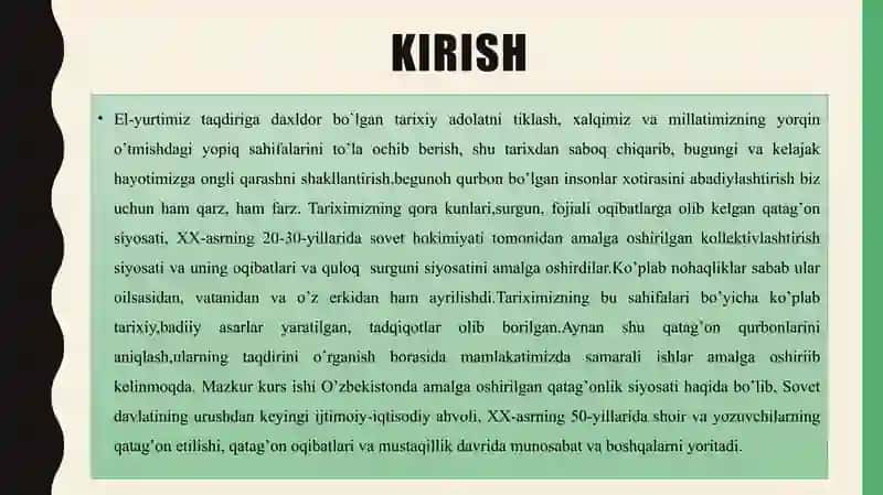 O'ZBEKISTONDA XX ASRNING 40-YILLARI IKKINCHI YARMI VA 60-YILLARIDA YANGI MAFKURAVIY KOMPANIYALAR HAMDA YOZUVCHI VA OLIMLARNING QATAG`ON QILINISHI 2