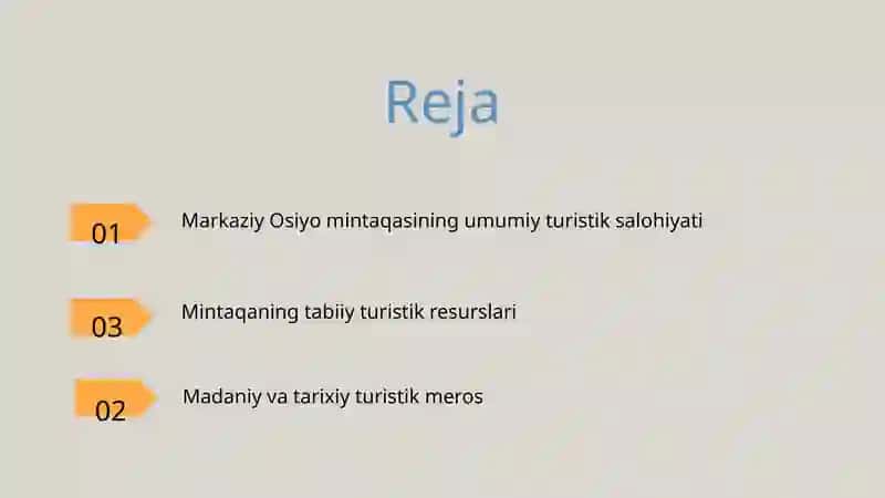 Markaziy Osiyo turizmi imkoniyatlarini tadqiq qilish 2