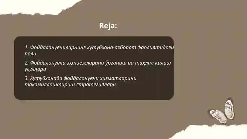 "Улчашларнинг кутубхона-ахборот фаолиятидаги ахамияти" 2