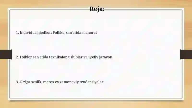 Folklor san'ati: ta'rif va xususiyatlar 2