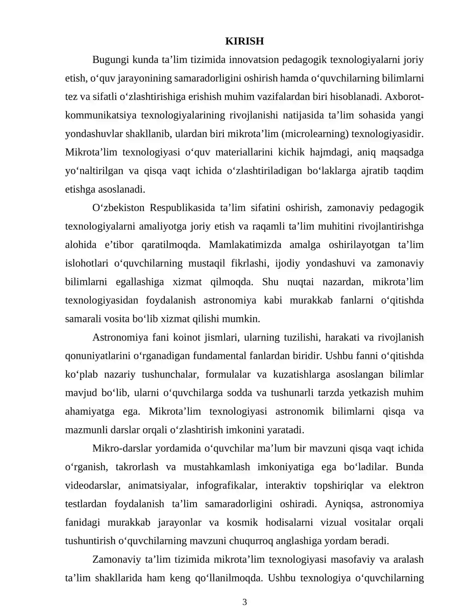 BOB. MIKROTA’LIM TEXNOLOGIYASINING NAZARIY ASOSLARI VA ASTRONOMIYA TA’LIMIDAGI O‘RNI 2