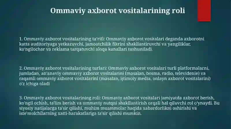 OmmaviyAxborot Vositalari Va UlarningTurlari 2