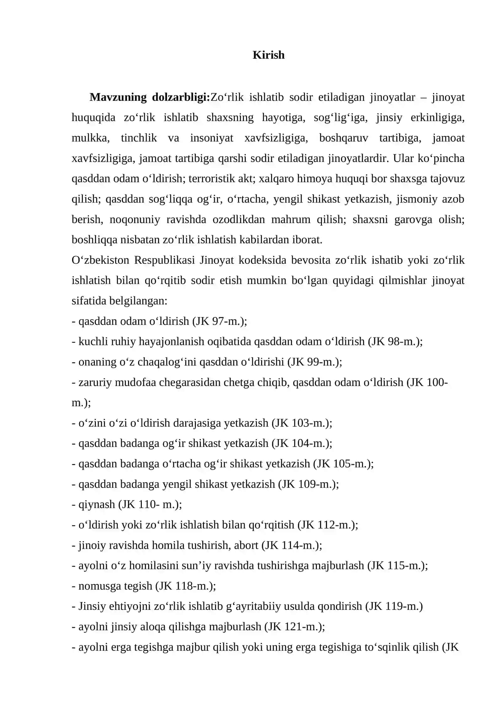 Nomusga tegish uchun jinoiy javobgarlik va uni kvalifikatsiya qilish 2