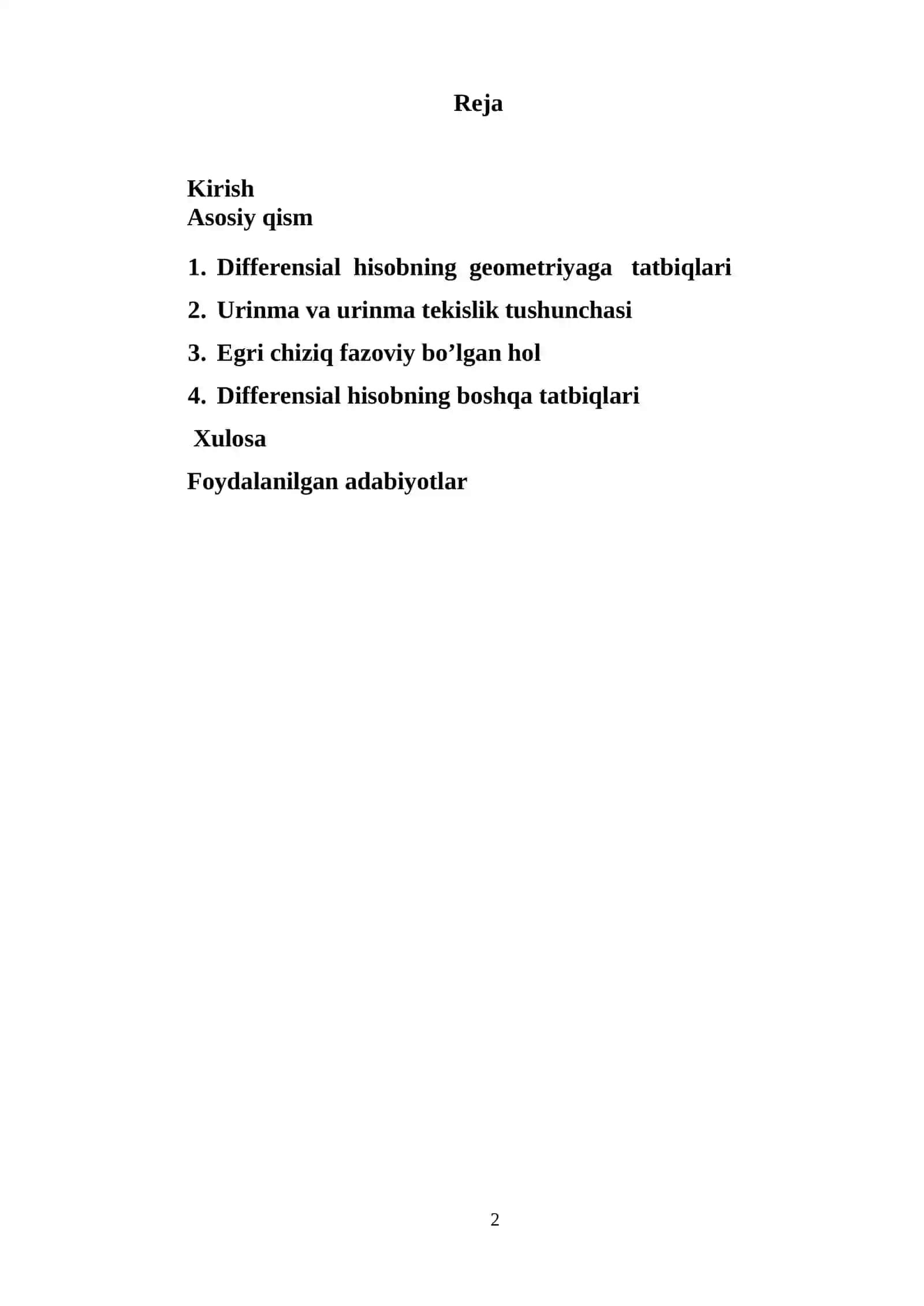 Differensial hisobning geometriyaga ba’zi tatbiqlari 2