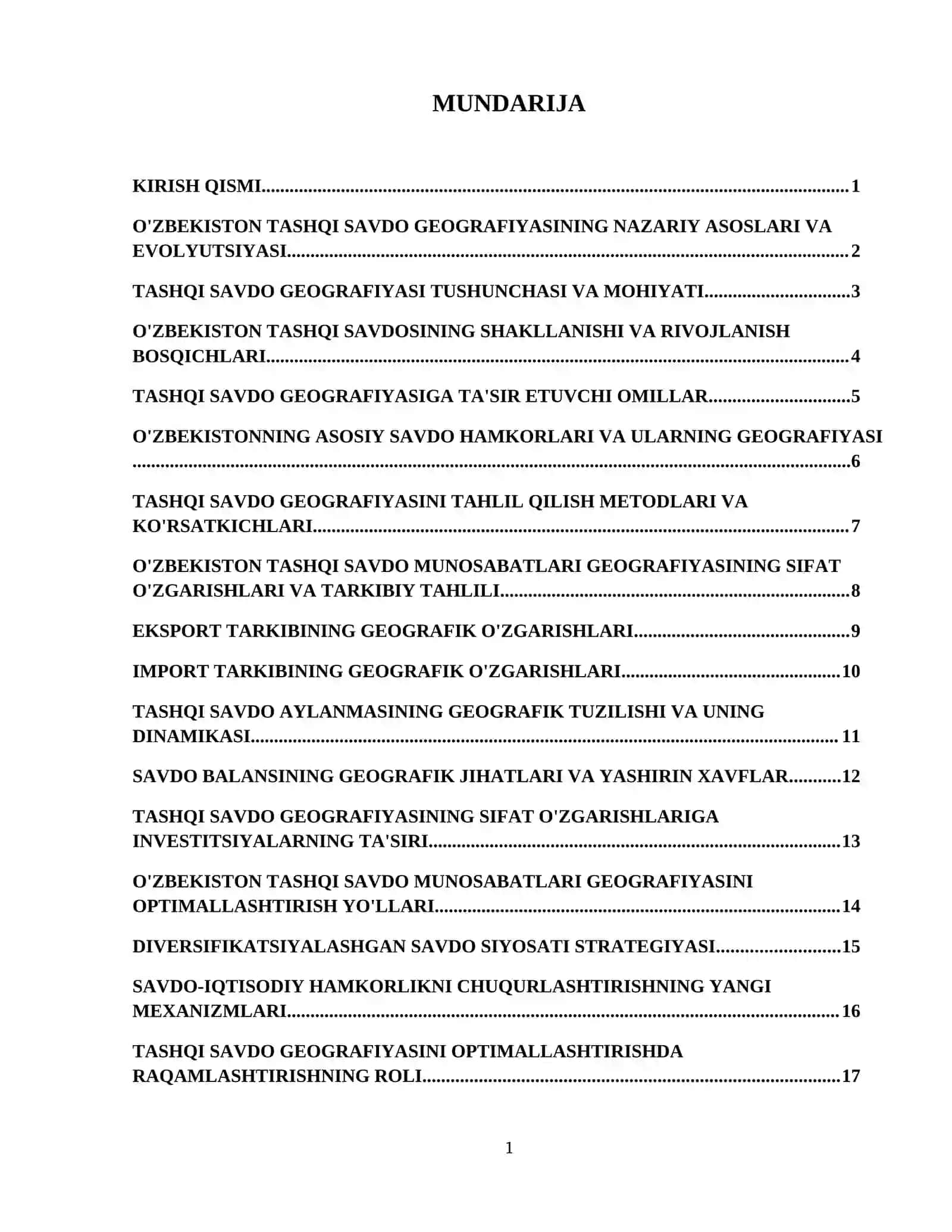 O'zbekiston tashqi savdo munosabatlari geografiyasining sifat jihatdan o'zgarib borishi 2